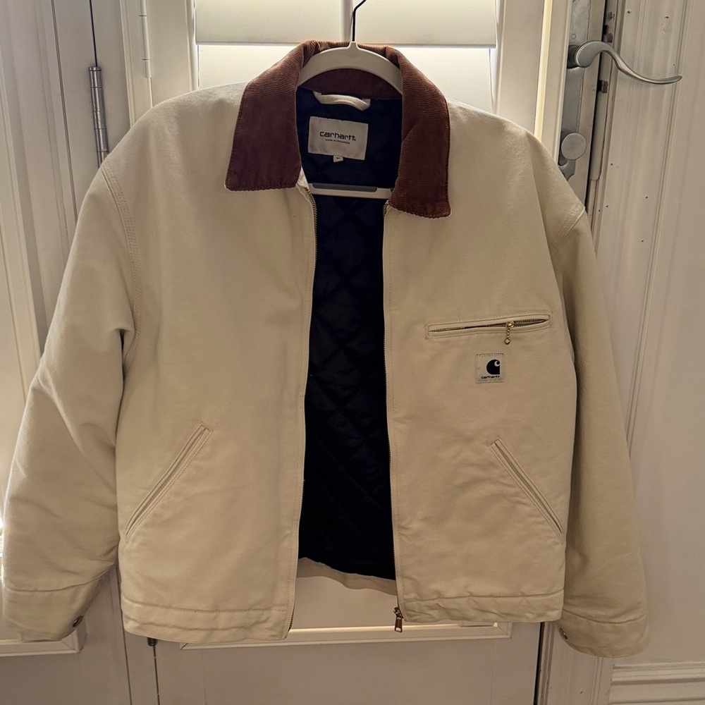 Carhartt Cream Jacket with Brown Corduroy Collar - Picture 2 of 5